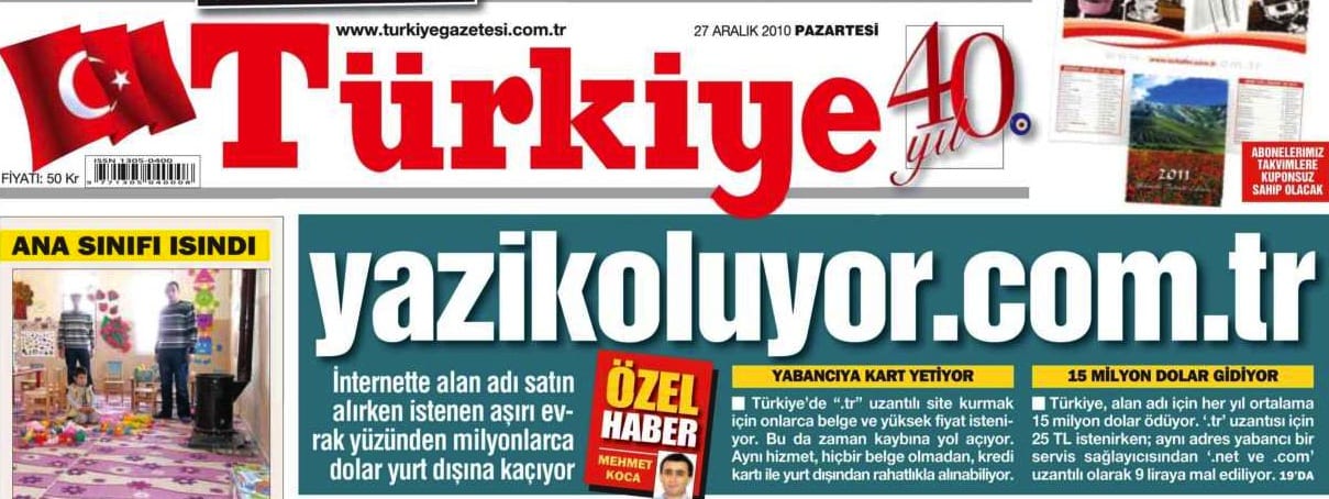 Türkiye Gazetesi’nden YazıkOluyor.Com.Tr