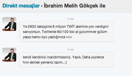 Melih Gökçek’e son sosyal medya dersi