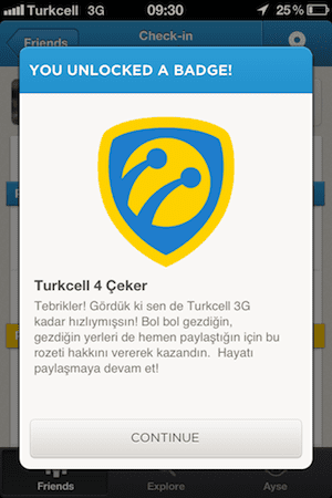 Foursquare Türkçe oldu Turkcell rozeti veriyor