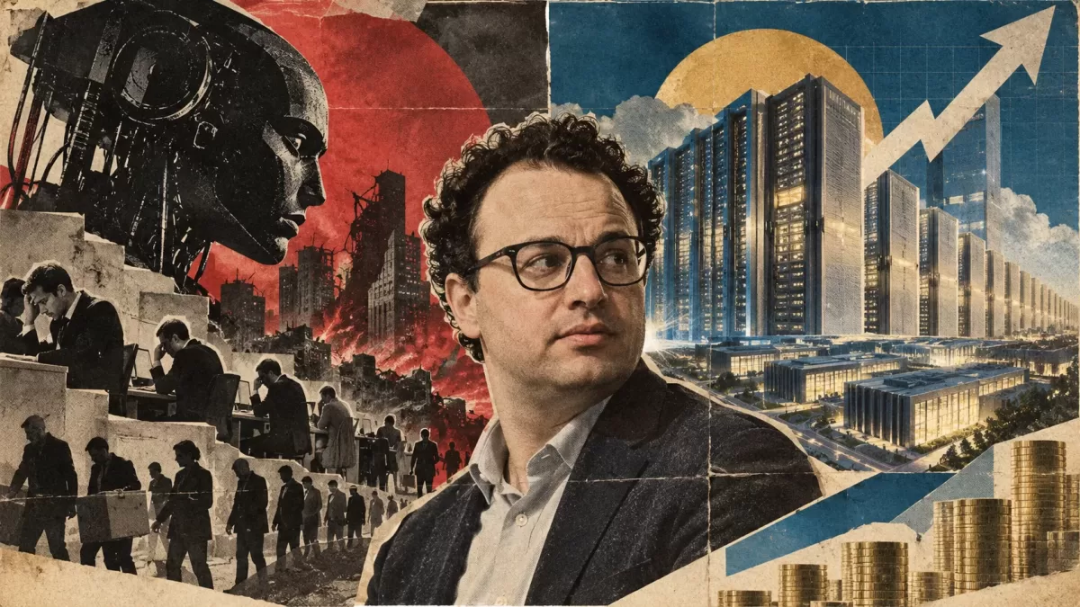 Dario Amodei: Yapay zekânın tehlikelerini anlatırken trilyon dolarlık şirket kuran adam haberini anlatan temsili editoryal görsel.