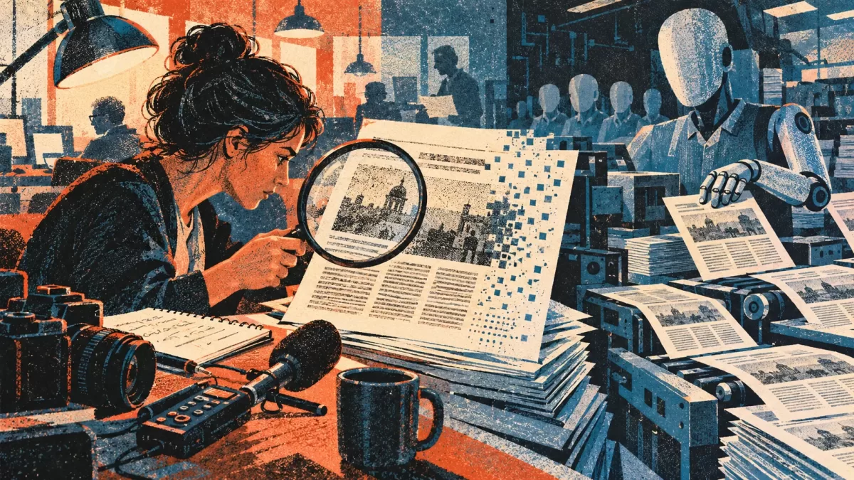 Gazetecilikte yeni av: “Bu yazıyı gerçekten insan mı yazdı?” haberini anlatan temsili editoryal görsel.